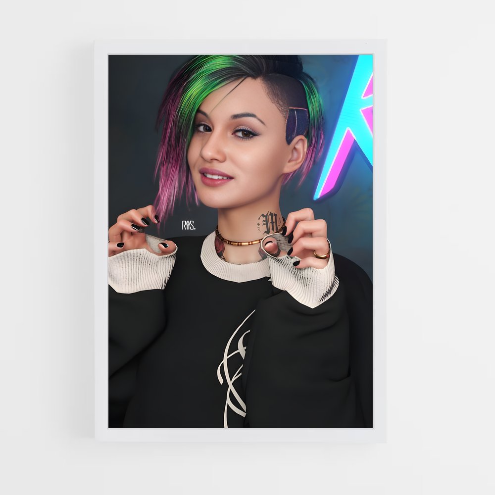 Poster Judy en Vert – affiche Cyberpunk (vue 3)
